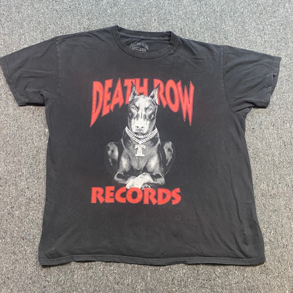 Death Row Records TShirt XL Mens Black Streetwear Doberman Graphic Hip Hop Retro